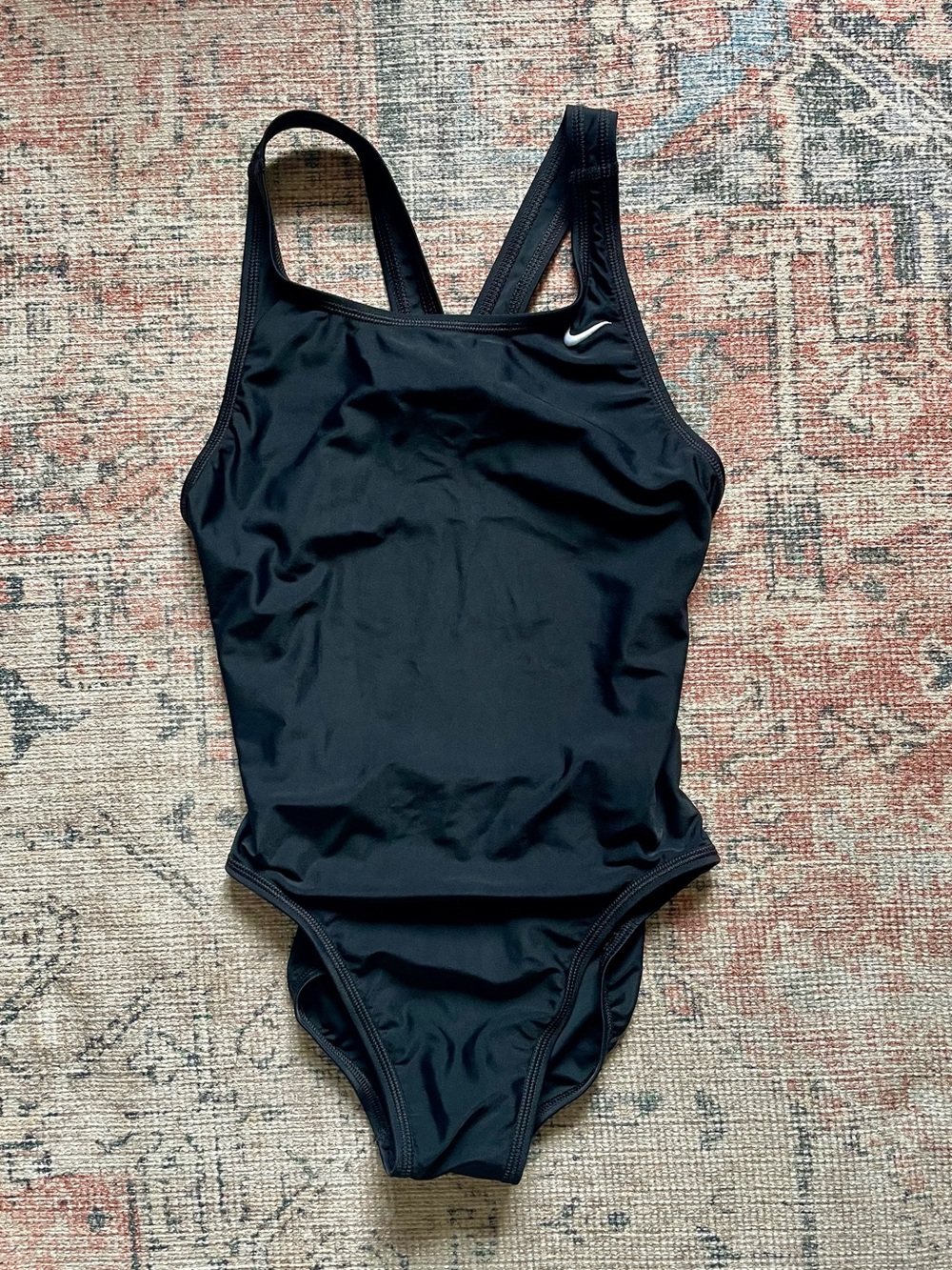 Nike Black One Piece Swimsuit Low Open Cross Back Swim Training Leotard SZ S